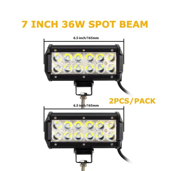 LED Arbetsljusramp, 126W 288W Flod Spot Kombination, Offroad Lampa, 2 st 7 tum 36W Spot