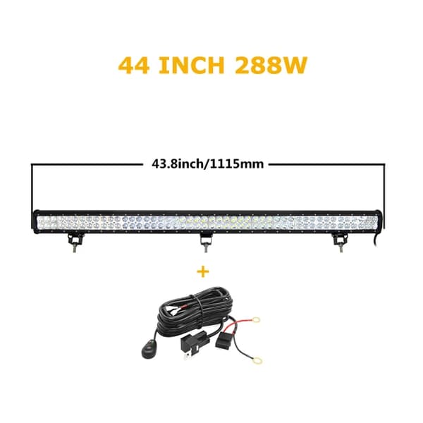 LED Arbetsljusramp, 126W 288W Flod Spot Kombination, Offroad Lampa, 44 tum 288W med tråd