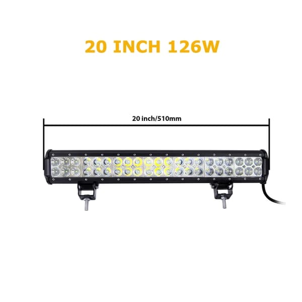 LED-työvalo, 126W 288W tulva- ja pistekombinaatio, maastoajovalo, 20 tuumaa 126W ilman johtoa