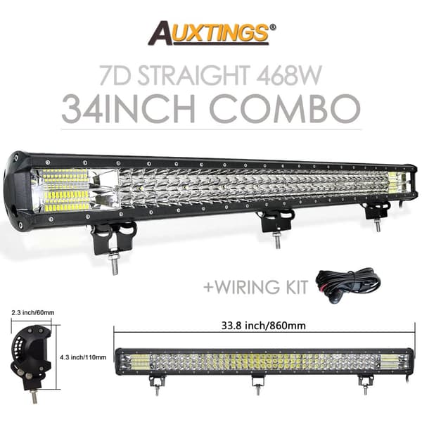 LED Lysbar, 396W til 612W Effekt, IP67 Vandtæt Vurdering,34 tommer med ledninger