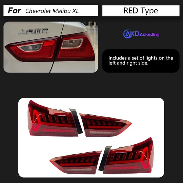 Bil LED Bakljus, Kompatibel med Chevrolet Malibu XL, Hållbart pp Material,RÖD