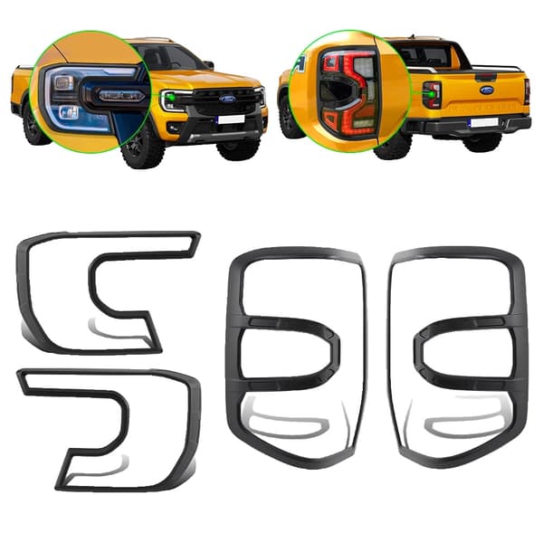 Huvudljuslock och bakljuslock, matt svart finish, ABS-material,1 set