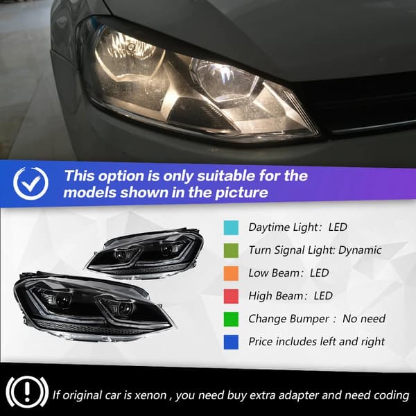 Strålkastare, Full LED, ABS-material, Dynamisk blinkersignal,Silver, Vänsterstyrd
