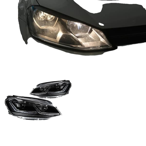 Strålkastare, Full LED, ABS-material, Dynamisk blinkersignal,Silver, Vänsterstyrd