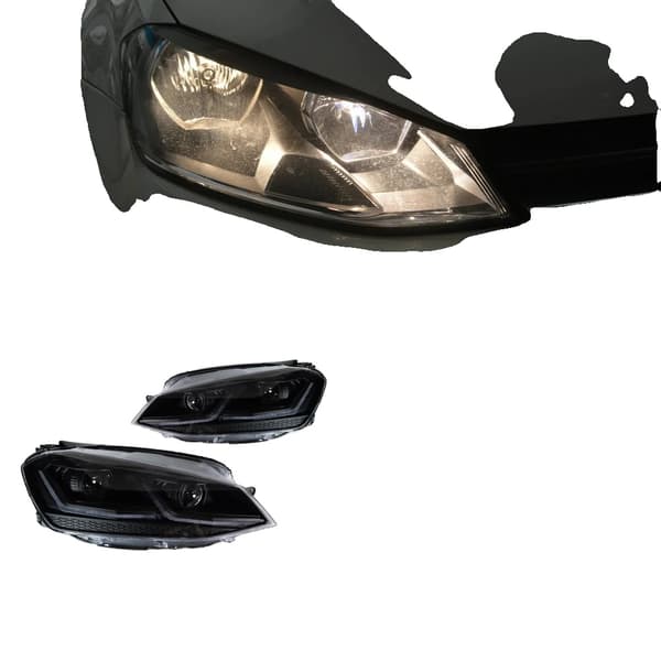 Strålkastare, Full LED, ABS-material, Dynamisk blinkersignal,VHD, SVART