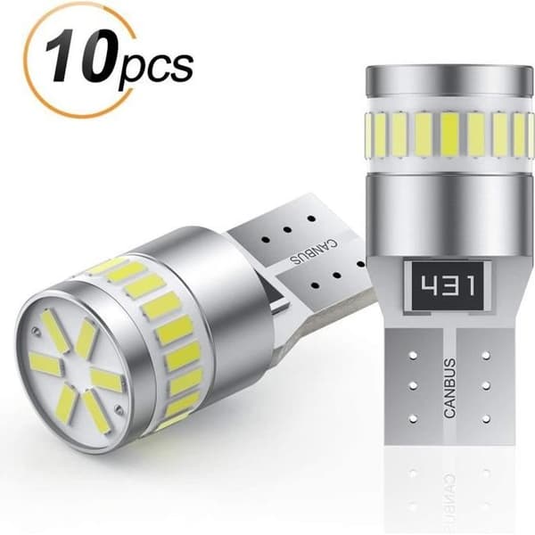 10St Ampuller LED T10 W5W Bil 12V Ersättningslampa 194 168 Xenon 6000K 24 LED 3014 Chipset Bilstrålkastare Canbus utan Fel