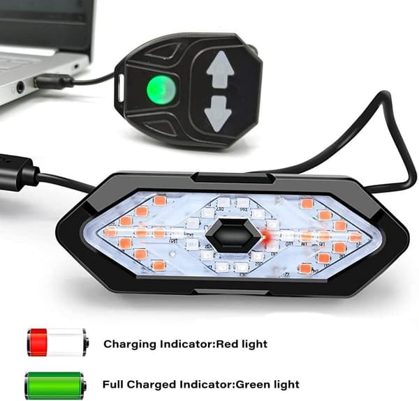 CYKELYKTA MED BLINKERS BAK 5 LÄGEN FJÄRRKONTROLL USB-LADDNINGSBAR