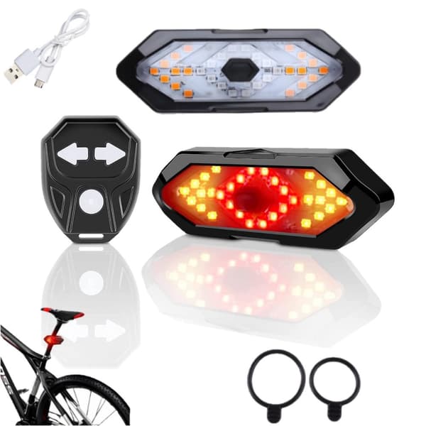 CYKELYKTA MED BLINKERS BAK 5 LÄGEN FJÄRRKONTROLL USB-LADDNINGSBAR
