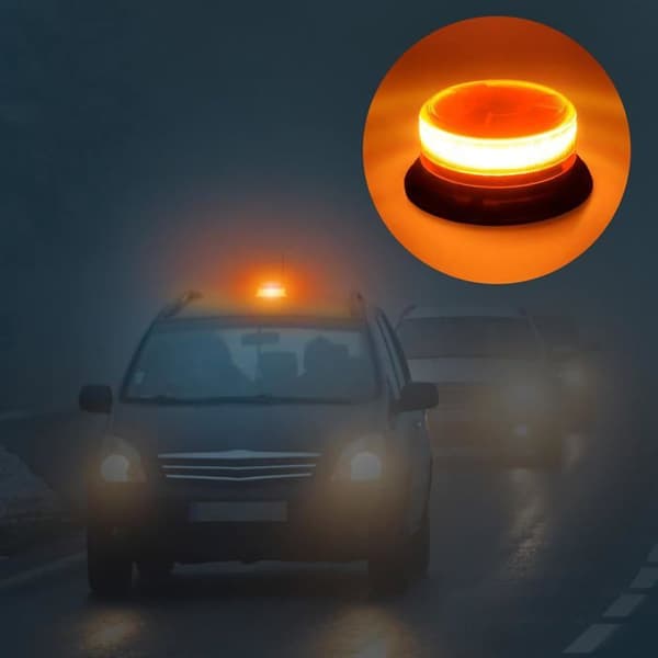 Gyrophare LED - Girophare Led Fordon - 10-30V, med 3m Kabel Cigaretter, Magnetisk, 19 Blinklägen - För golf UTV Bil Buss