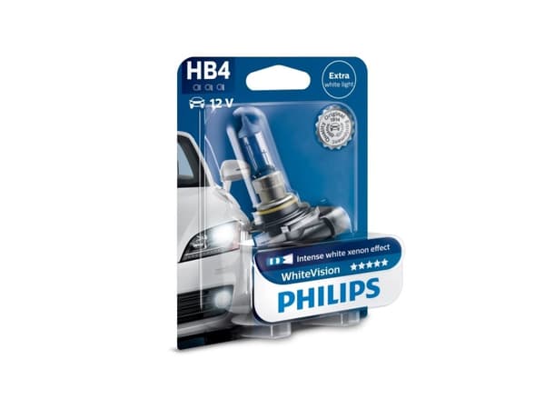 Philips WhiteVision Type lampe: HB4 Pakke med: 1 pære til frontlys, 55 W, 12.8 V, HB4, Halogen, 3700 K, 1 stykker