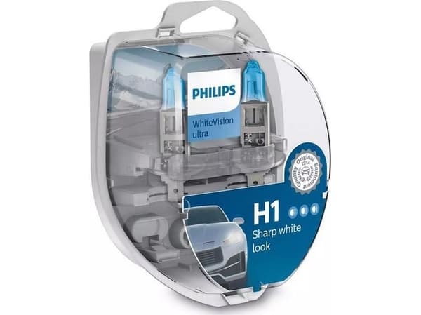Philips 4200 series WhiteVision ultra 12258WVUSM auton ajovalopolttimo, 55 W, 12 V, H1, Halogeeni, 4200 K, 2 kpl