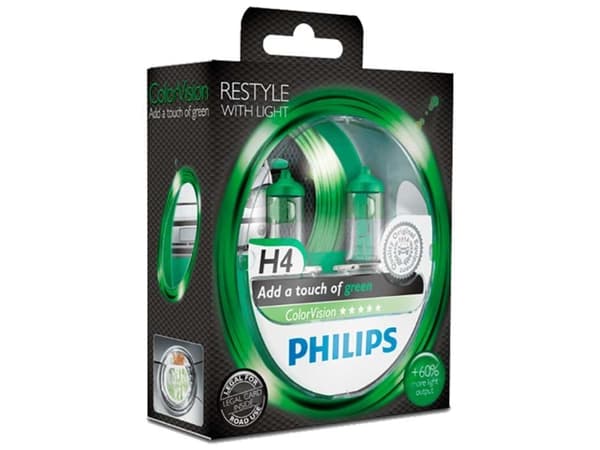 Philips ColorVision Polttimotyyppi: vihreä H4-ajovalopolttimo, 60 W, H4/H7, 3350 K