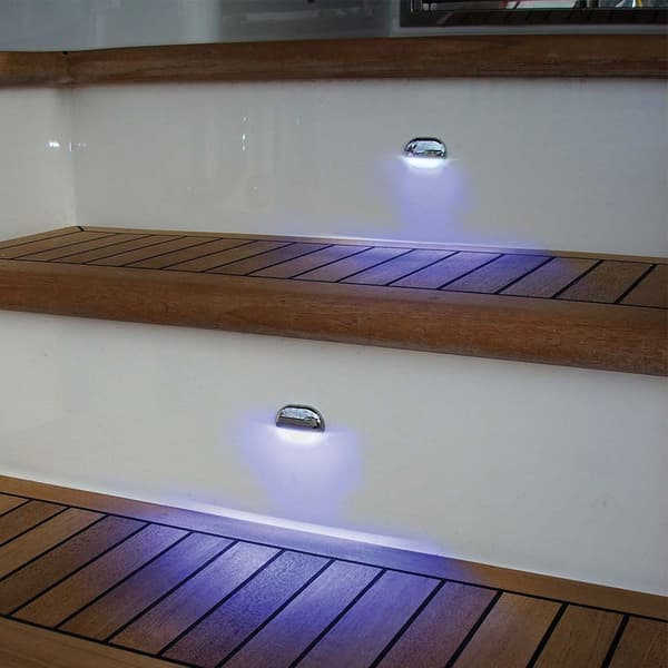 Stegljus Hella Easy Fit, infälld, rostfritt stål, LED, 12 / 24 V, 0.5 W, med blått sken