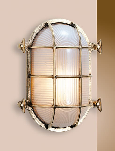Skottlampa Foresti, 175 x 135 mm, 12 / 24 / 220 V, mässing, med klart glas