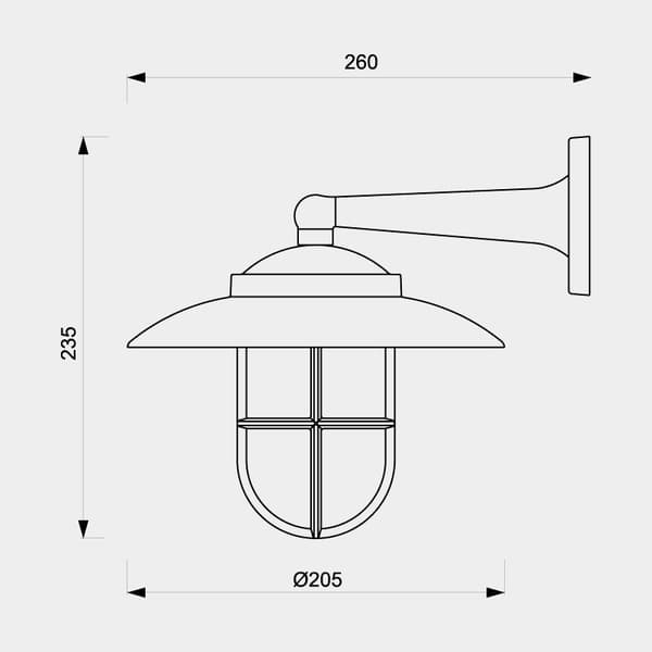 Skottlampa Foresti & Suardi, Ø220 mm, 12 / 24 / 220 V, mässing, med klart glas