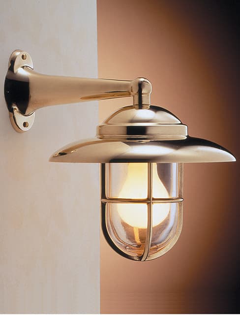 Skottlampa Foresti & Suardi, Ø220 mm, 12 / 24 / 220 V, mässing, med klart glas