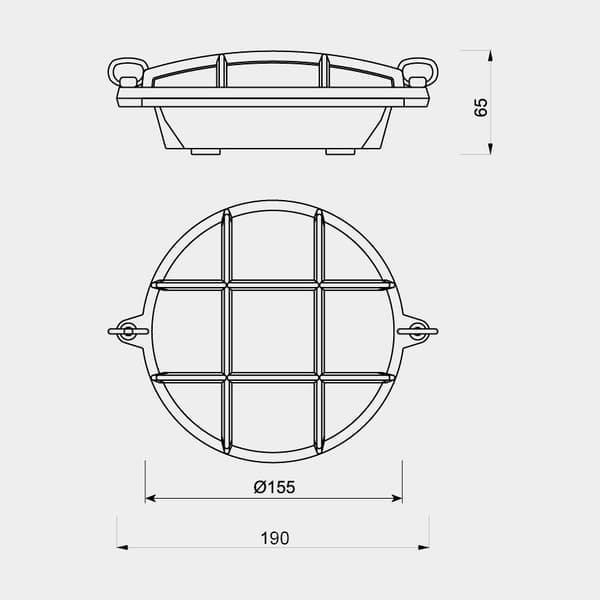 Skottlampa Foresti, Ø150 mm, 12 / 24 / 220 V, mässing, med matt glas