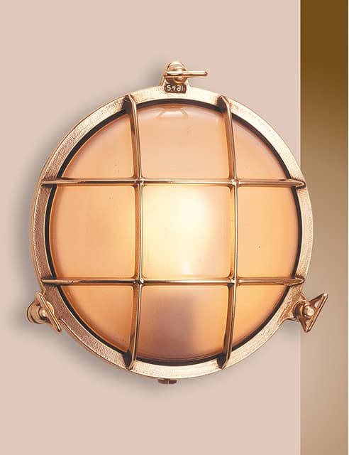 Skottlampa Foresti, Ø190 mm, 12 / 24 / 220 V, mässing, med klart glas