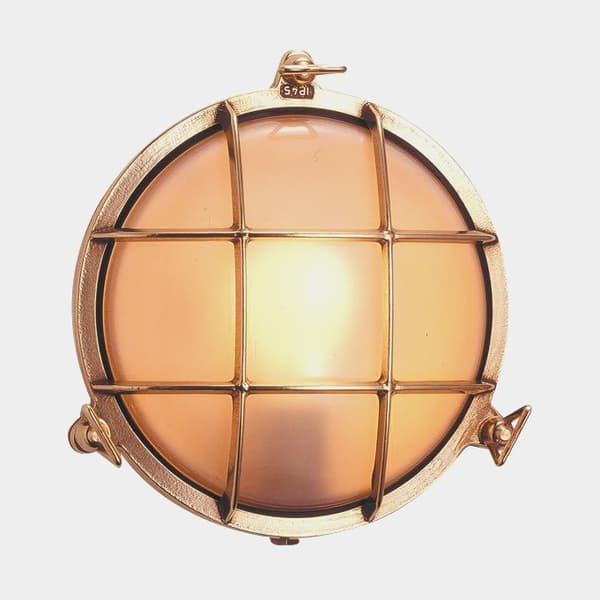 Skottlampa Foresti, Ø190 mm, 12 / 24 / 220 V, mässing, med klart glas