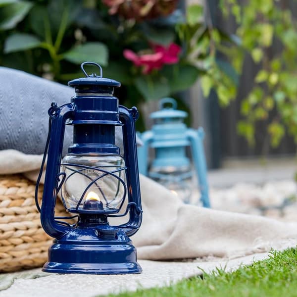 Stormlykta / fotogenlykta Feuerhand 276 (Baby Special), 255 mm, Cobalt Blue, med veke