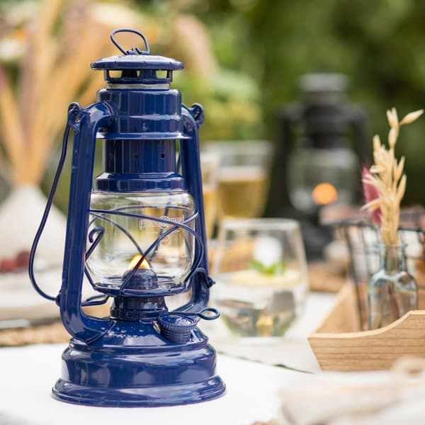 Stormlykta / fotogenlykta Feuerhand 276 (Baby Special), 255 mm, Cobalt Blue, med veke