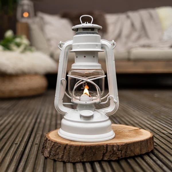 Stormlykta / fotogenlykta Feuerhand 276 (Baby Special), 255 mm, Pure white, med veke