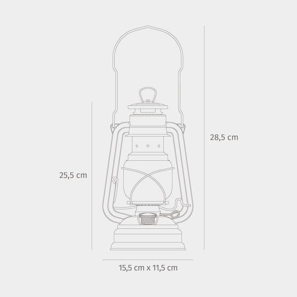 Stormlykta / fotogenlykta Feuerhand 276 (Baby Special), 255 mm, Pure white, med veke