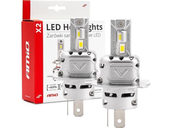 LED billampor serie x2 h4/h19 6500k canbus amio-02972
