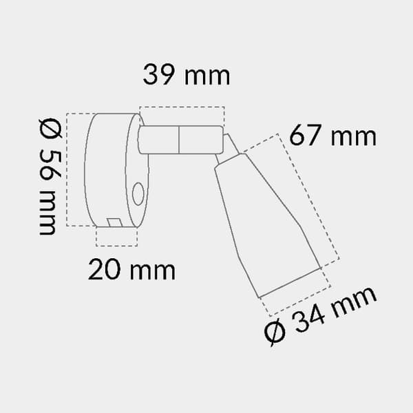 Läslampa Casolux Mary Wall, rostfritt stål, LED, 10 - 30 V, 1.5 W, med USB-uttag + dimfunktion