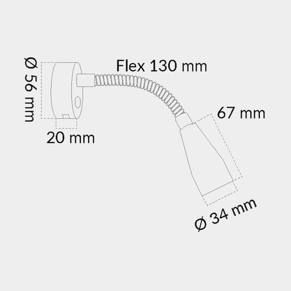 Läslampa Casolux Mary Flex Mini, aluminium, svart, LED, 10 - 30 V, 1.5 W, med USB-uttag + dimfunktion