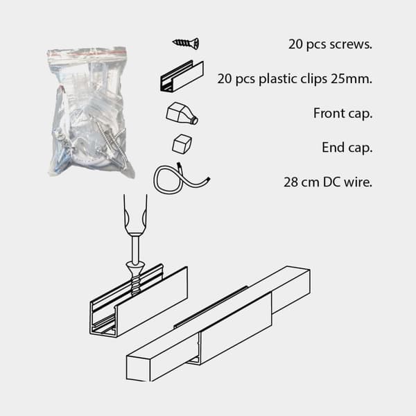 Flexibel LED-slinga Casolux, 12 V, 40 W, 10 x 10 mm x 10 meter, självhäftande, med varmvitt sken