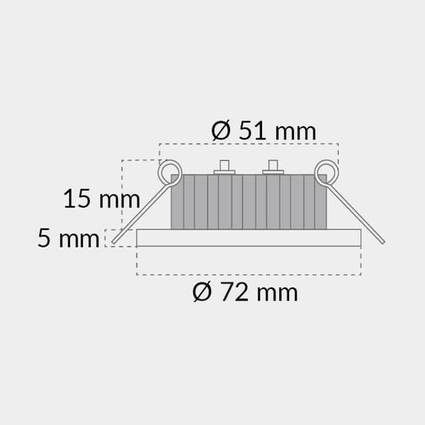 Taklampa Casolux Rikke Downlight, utanpåliggande, plast, kromfärgad, LED, 10 - 32 V, 1.5 W, med vitt sken