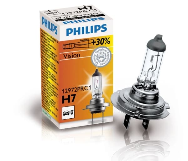 Philips Vision 12972PRC1 Bedre sikt, 55 W, 12 V, H7, Halogen, 3200 K, 1 stykker