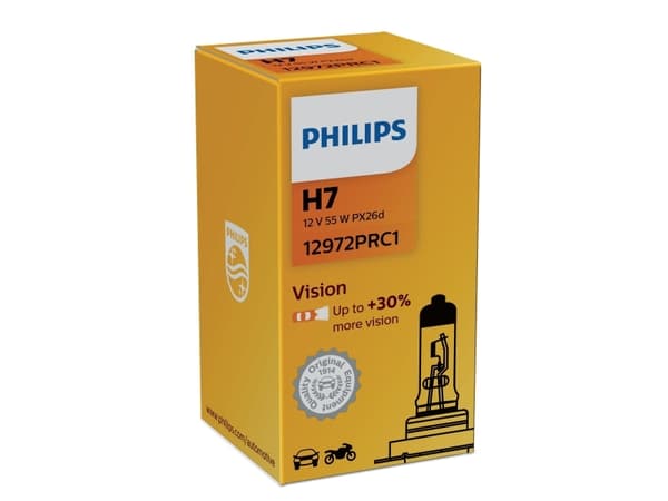 Philips Vision 12972PRC1 Bedre sikt, 55 W, 12 V, H7, Halogen, 3200 K, 1 stykker