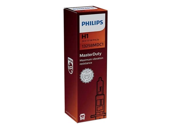 Philips MasterDuty 13258MDC1 24 V strålkastarlampa, 70 W, 24 V, H1, halogen, 3200 K, 1 styck