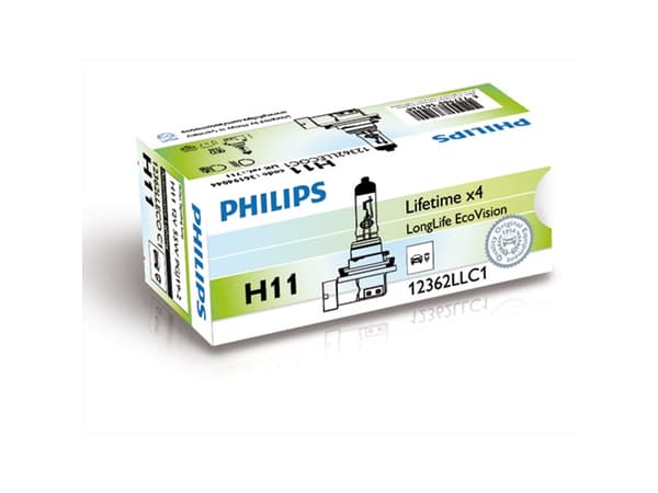 Philips LongLife EcoVision 12362LLECOC1 Längre hållbarhet, 55 W, 12 V, H11, 3100 K, 1 styck