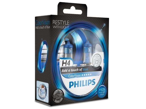 Philips ColorVision Typ av lampa: H4, blå strålkastarlampa för bil, 55 W, H4, 3350 K