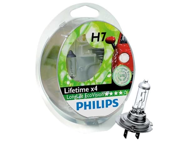 Philips LongLife EcoVision 12972LLECOS2 Lengre levetid, 55 W, 12 V, H7, 3100 K, 2 stykker