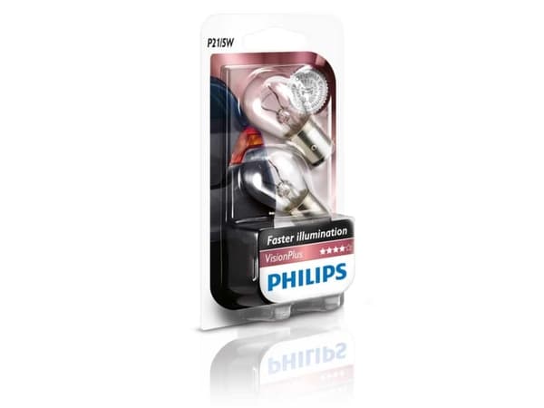 Philips VisionPlus 12499VPB2 Tradisjonelle kupé- og signallyspærer, 5 W, 12 V, P21/5, 2 stykker