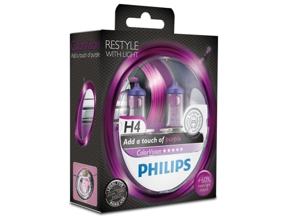 Philips ColorVision Typ av lampa: H4, lila strålkastarlampa för bil, 60 W, H4/H7, 3350 K