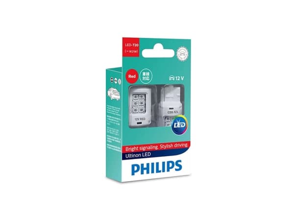 Philips Ultinon LED W21W Rød 12V - Sæt