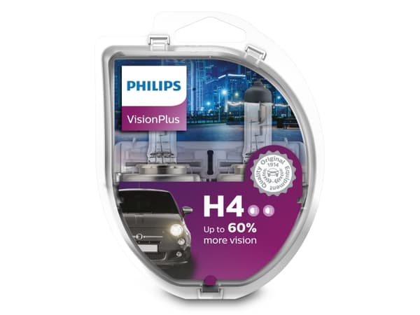 Philips VisionPlus 12342VPS2 auton ajovalopolttimo, 60 W, 12 V, H4, 3250 K, 2 kpl
