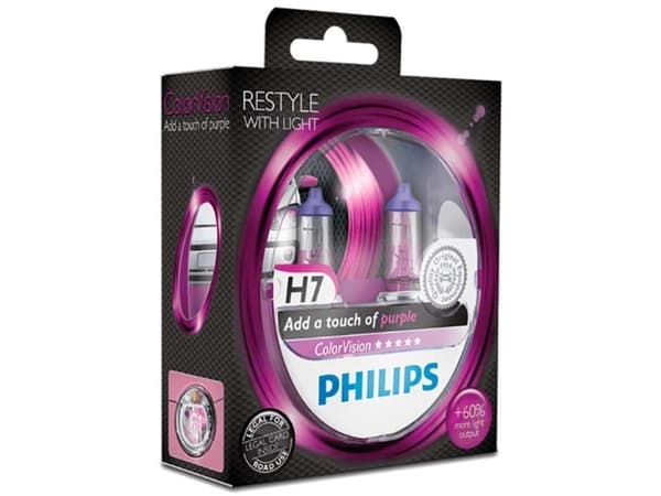 Philips ColorVision Polttimotyyppi: auton violetti H7-ajovalopolttimo, 55 W, 12 V, H4/H7, 3350 K, 2 kpl