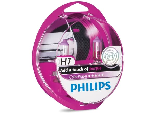Philips ColorVision Polttimotyyppi: auton violetti H7-ajovalopolttimo, 55 W, 12 V, H4/H7, 3350 K, 2 kpl