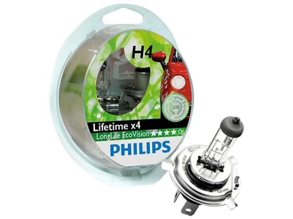 Philips LongLife EcoVision 12342LLECOS2 Lengre levetid, 60 W, 12 V, H4, 3100 K, 2 stykker