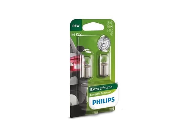 Philips LongLife EcoVision 12821LLECOB2 Längre hållbarhet, 5 W, 12 V, R5W, 2 styck