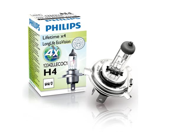 Philips LongLife EcoVision 12342LLECOC1 Lengre levetid, 60 W, 12 V, H4, 3100 K, 1 stykker