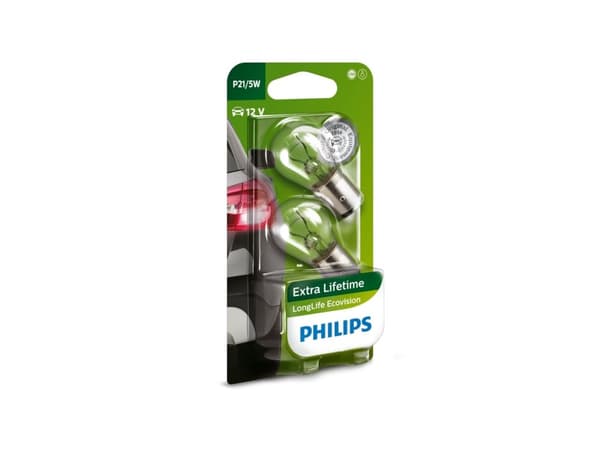 Philips LongLife EcoVision 12499LLECOB2 Längre hållbarhet, 5 W, 12 V, P21/5W, 2 styck