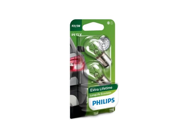 Philips LongLife EcoVision 12499LLECOB2 Längre hållbarhet, 5 W, 12 V, P21/5W, 2 styck