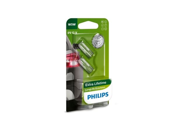 Philips LongLife EcoVision 12961LLECOB2 Tradisjonelle kupé- og signallyspærer, 5 W, 12 V, W5W, 2 stykker